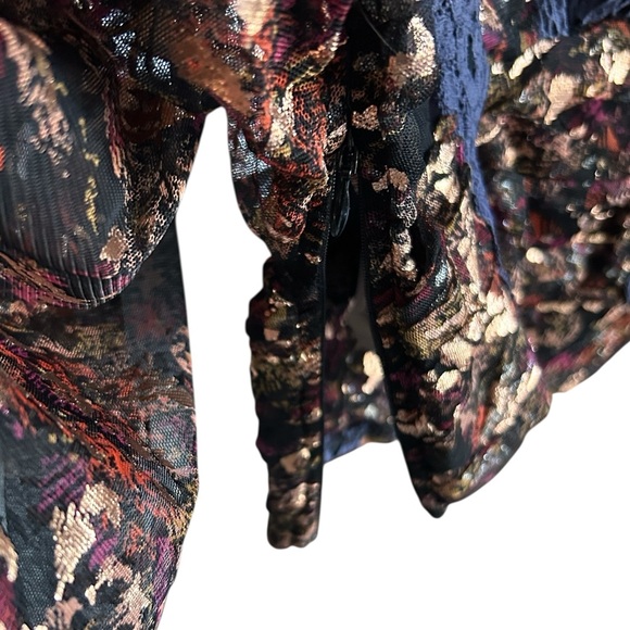 Free People Camille Top Black Embellished Blouse Black Purple Gold Sparkle XS - Picture 10 of 14